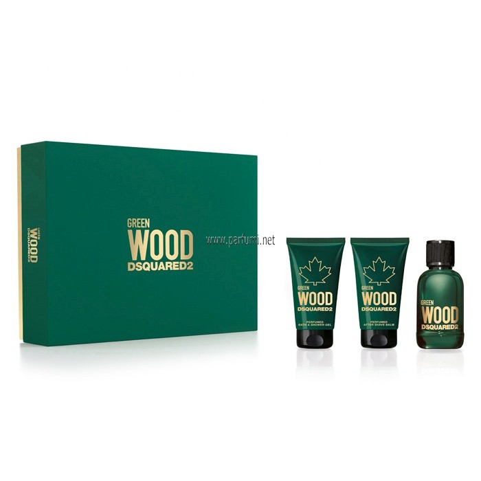 DSQUARED² Green Wood Pour Homme Комплект за мъже -50ml EDT+50ml Душ+50ml ASB