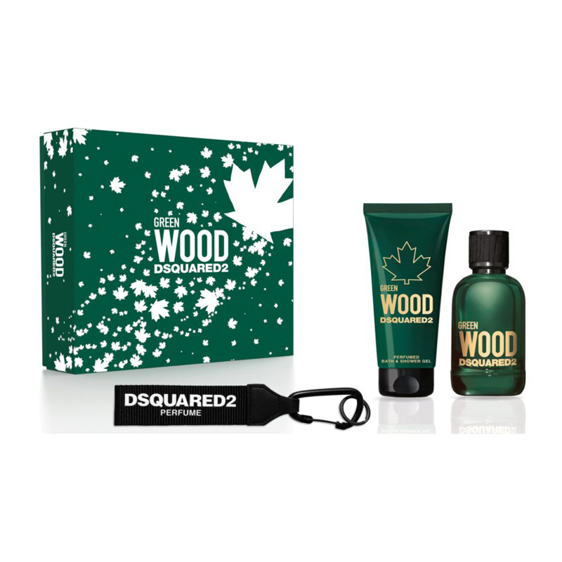 DSQUARED² Green Wood Pour Homme Комплект за мъже - 100ml EDT+100ml Душ+ключодърж