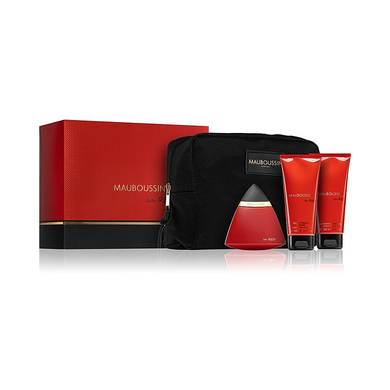 Mauboussin in Red Комплект за жени - 100ml EDP+100BL+100SG+несесер