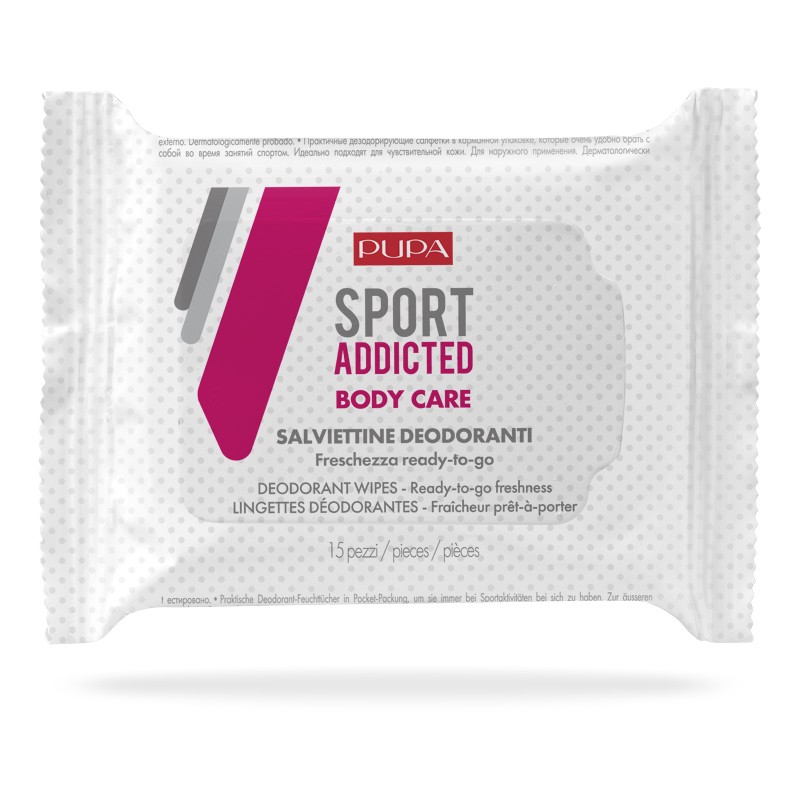 Pupa Sport Addicted Ароматизирани освежаващи мокри кърпи-15бр