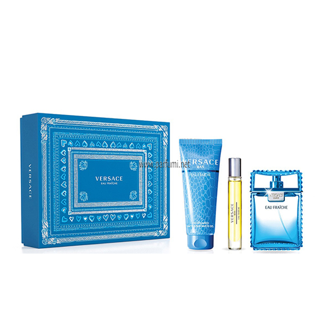 Versace Man Eau Fraiche Комплект за мъже-100ml EDT+150ml Душ гел +10ml EDT