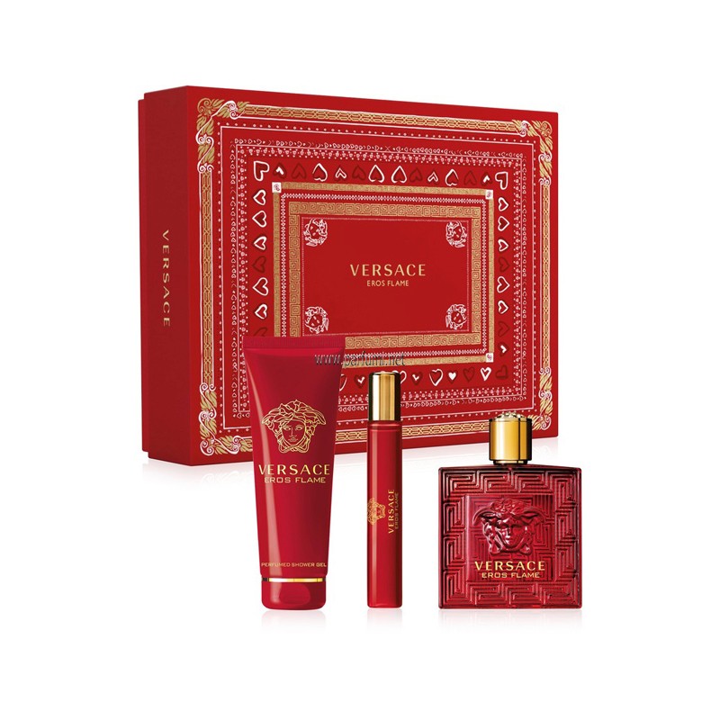 Versace Eros Flame Комплект за мъже - 100ml EDP+150ml Душ +10ml EDP