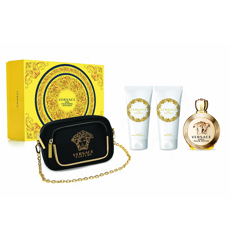 Versace Eros pour femme-100ml EDP+100BL+100SG+clutch